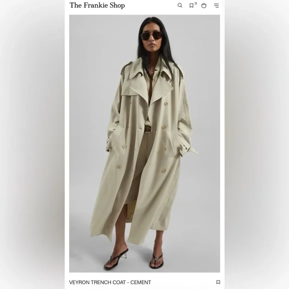 The Frankie Shop Veyron Belted Trench Coat in Cement - Picture 5 of 6